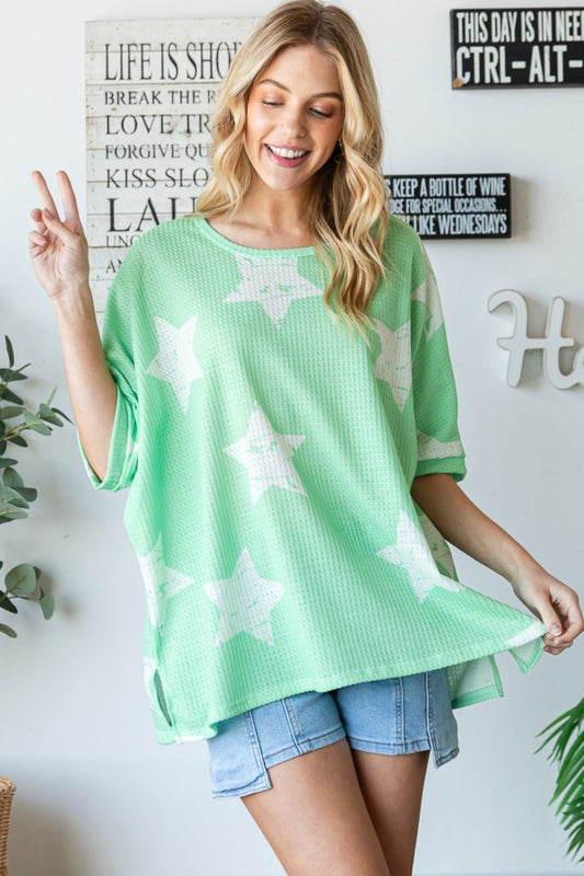 Green Star Oversized Waffle T-Shirt