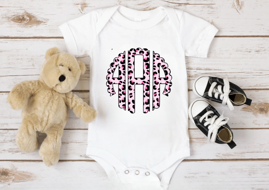 Pink Cheetah Monogram Onesie