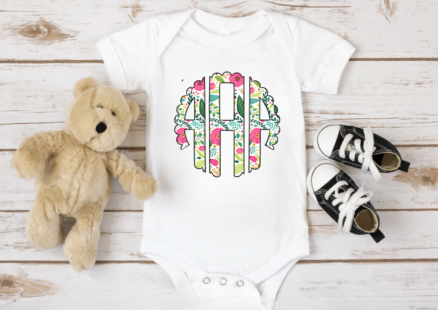 Floral Monogram Onesie