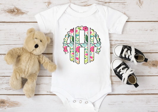 Floral Monogram Onesie