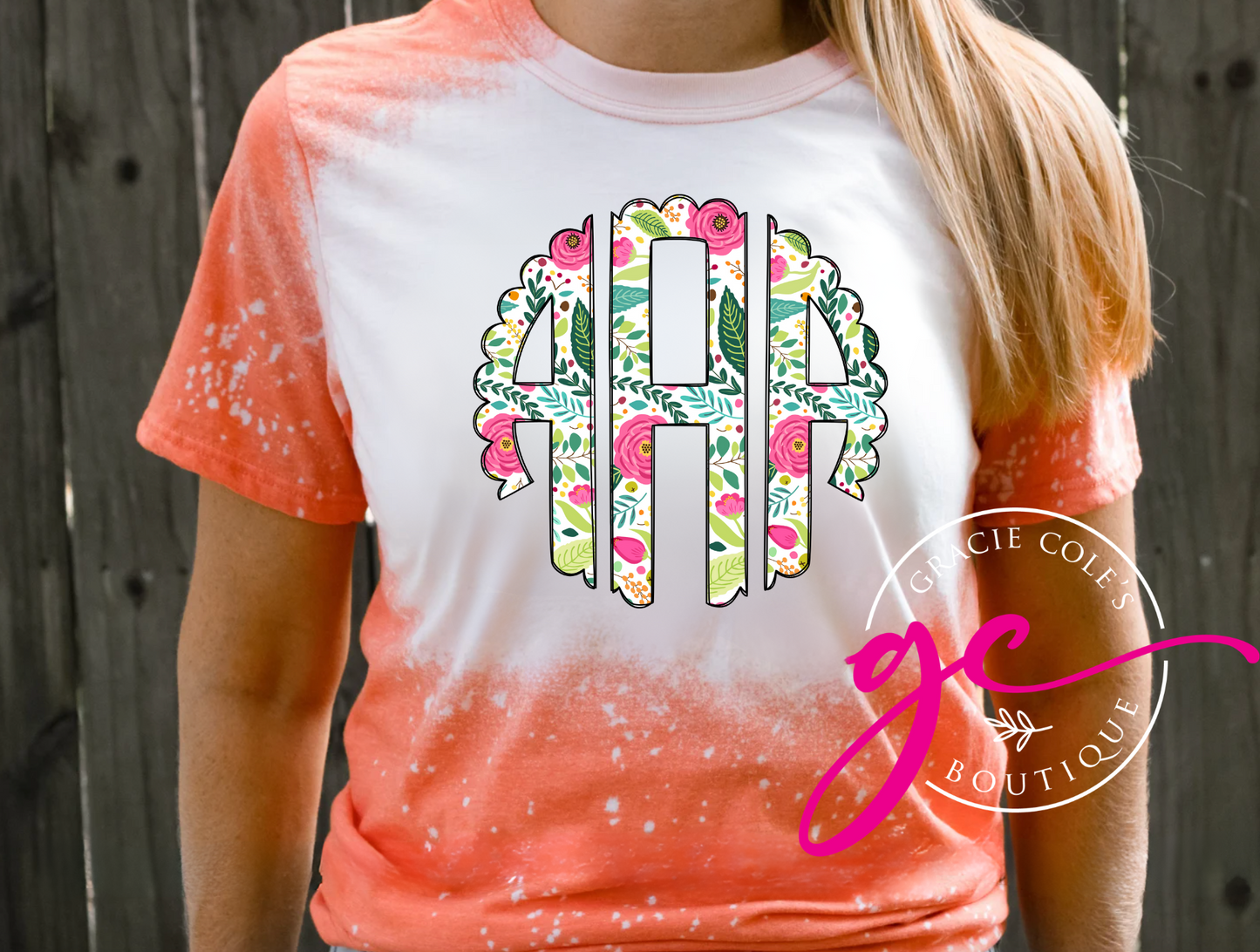 Floral Monogram Bleached Tee