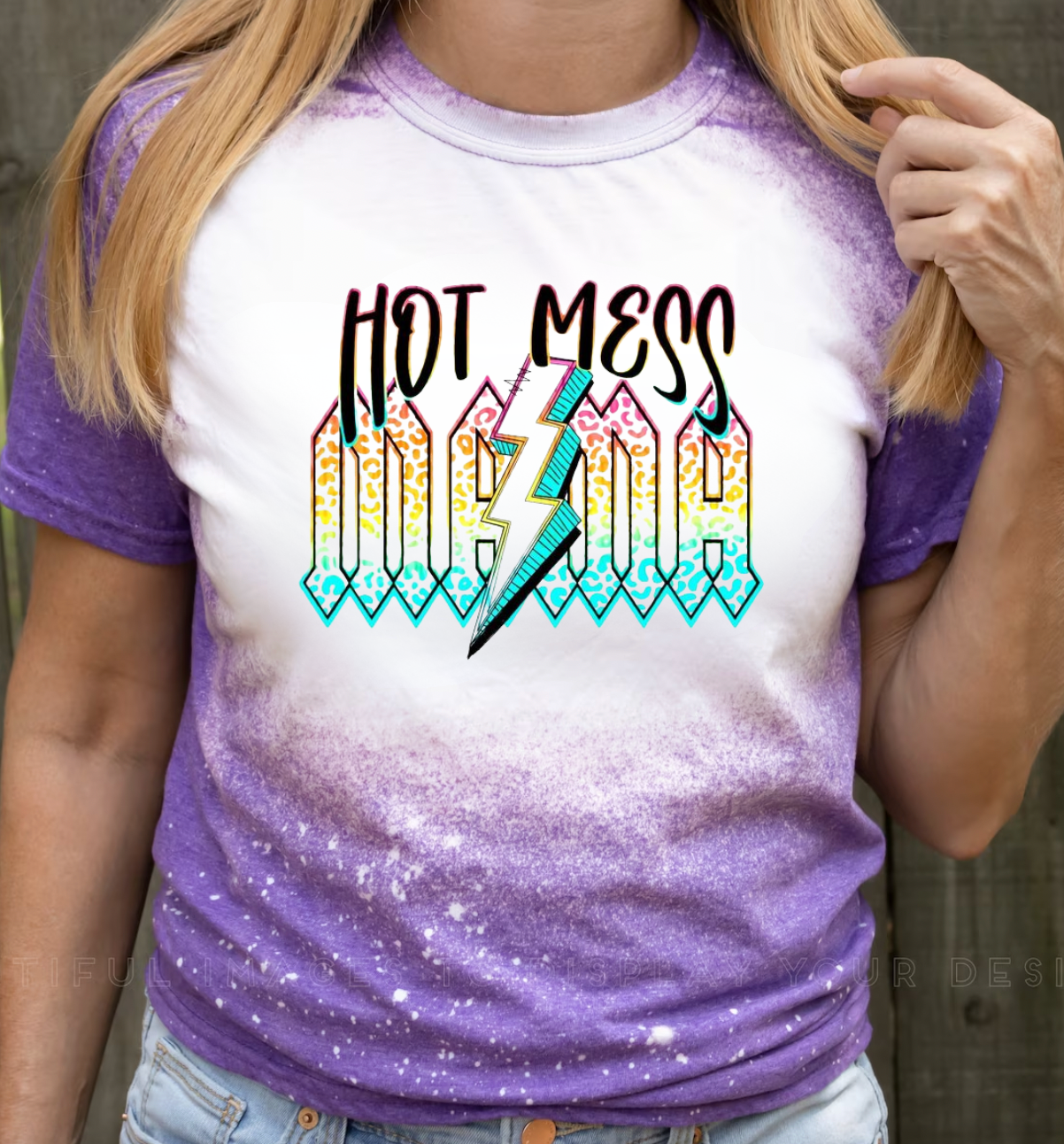 Hot Mess Mama Bleached Tee