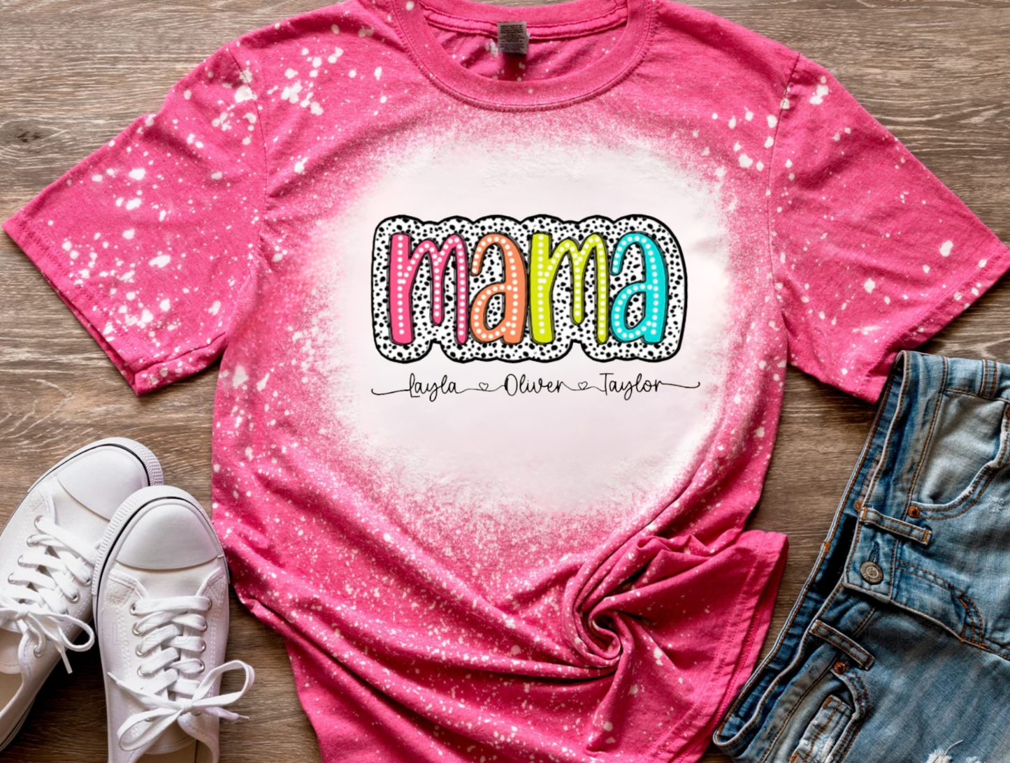 Personalized Mama Bleached Tee