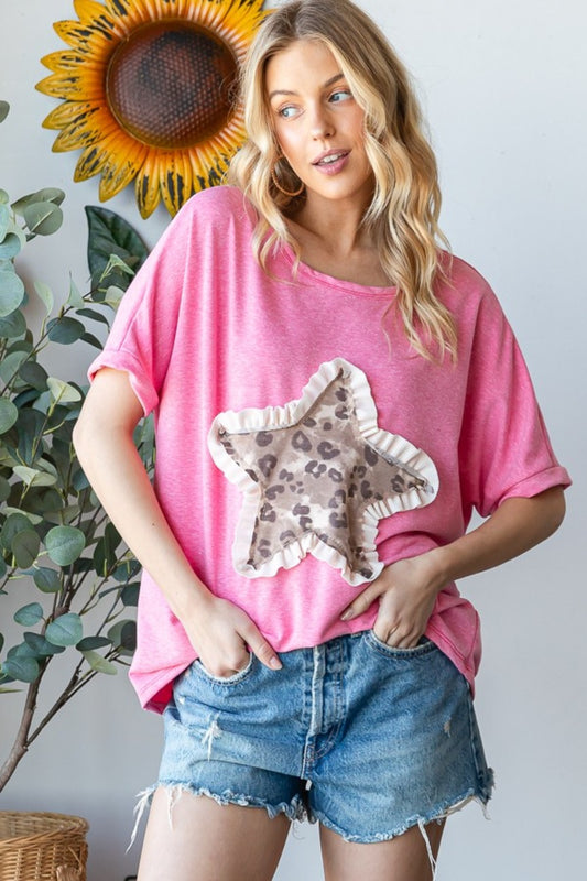 Leopard Star Patch Top