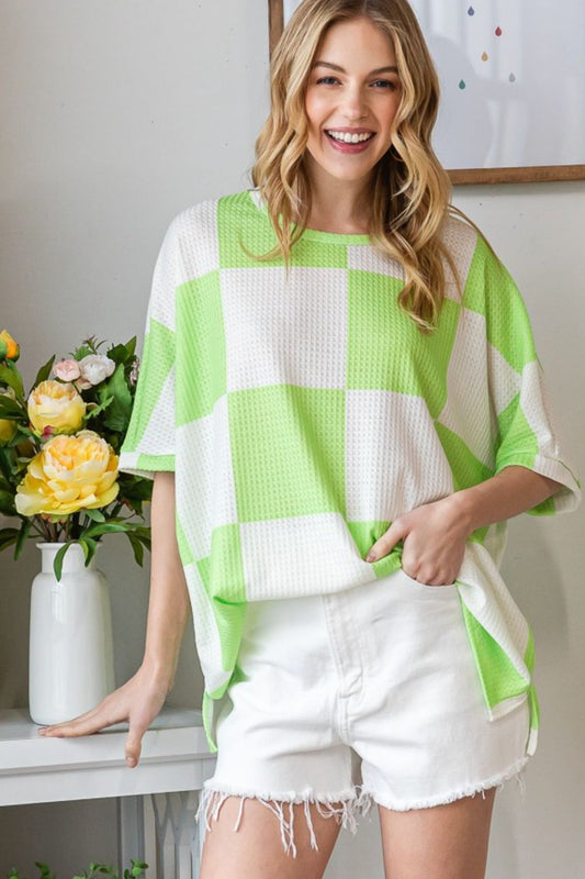 Checkered Waffle Oversized T-Shirt