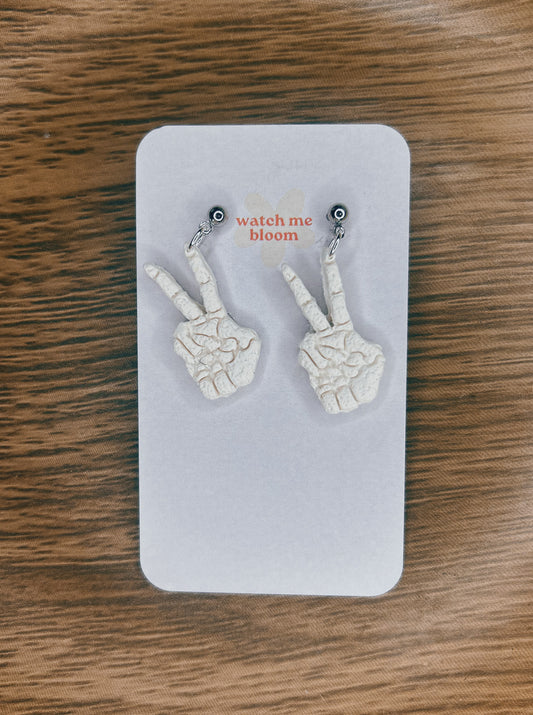 Skeleton Peace Clay Earrings