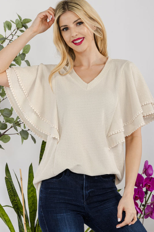 Lace Flutter Sleeve Top